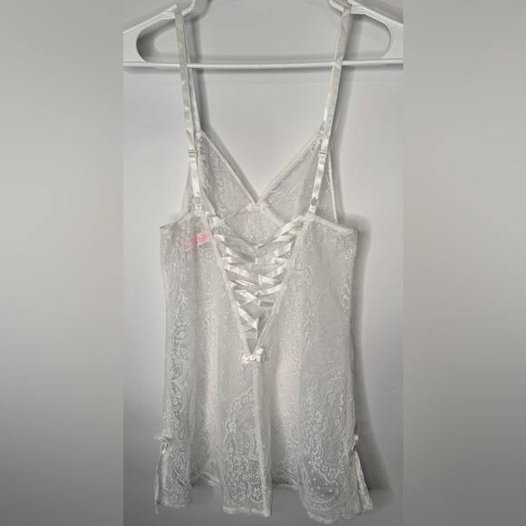 Victoria’s Secret Sheer Lace Babydoll with Ribbon Cross Back - Picture 3 of 6